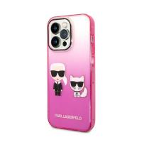 Karl Lagerfeld Gradient Ikonik Karl & Choupette - Etui iPhone 14 Pro Max (różowy)