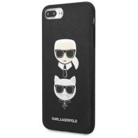 Karl Lagerfeld Saffiano Karl & Choupette Heads - Etui iPhone 8 Plus / 7 Plus (czarny)