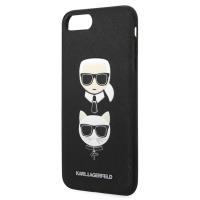 Karl Lagerfeld Saffiano Karl & Choupette Heads - Etui iPhone 8 Plus / 7 Plus (czarny)
