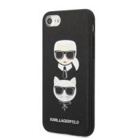 Karl Lagerfeld Saffiano Karl & Choupette Heads - Etui iPhone SE 2022 / SE 2020 / 8 / 7 (czarny)
