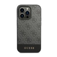 Guess 4G Bottom Stripe Metal Logo Collection - Etui iPhone 14 Pro (szary)