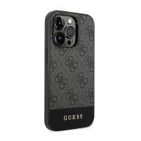 Guess 4G Bottom Stripe Metal Logo Collection - Etui iPhone 14 Pro Max (szary)