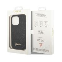 Guess Glitter Flakes Metal Logo Case – Etui iPhone 14 Pro (czarny)