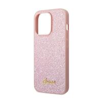 Guess Glitter Flakes Metal Logo Case – Etui iPhone 14 Pro (różowy)