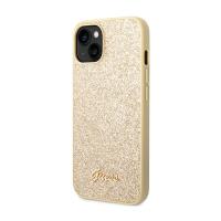 Guess Glitter Flakes Metal Logo Case – Etui iPhone 14 (złoty)