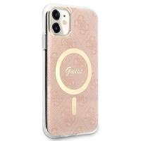 Guess Bundle Pack MagSafe 4G - Zestaw etui + ładowarka MagSafe iPhone 11 (różowy/złoty)