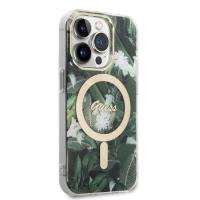 Guess Bundle Pack MagSafe IML Jungle - Zestaw etui + ładowarka MagSafe iPhone 14 Pro (khaki/złoty)