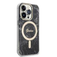 Guess Bundle Pack MagSafe IML Marble - Zestaw etui + ładowarka MagSafe iPhone 14 Pro (czarny/złoty)