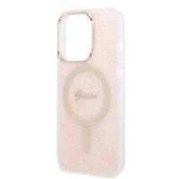 Guess Bundle Pack MagSafe 4G - Zestaw etui + ładowarka MagSafe iPhone 14 Pro Max (różowy/złoty)