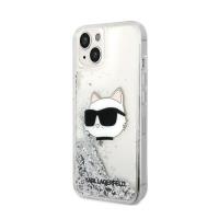 Karl Lagerfeld Liquid Glitter NFT Choupette Head - Etui iPhone 14 Plus (srebrny)