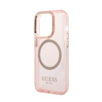 Guess Gold Outline Translucent MagSafe - Etui iPhone 14 Pro (różowy)