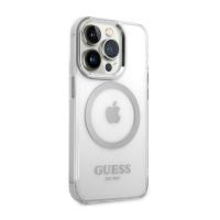Guess Metal Outline MagSafe - Etui iPhone 14 Pro Max (przezroczysty / srebrny)