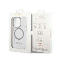 Guess Metal Outline MagSafe - Etui iPhone 14 Pro Max (przezroczysty / srebrny)