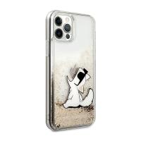 Karl Lagerfeld Liquid Glitter Choupette Fun - Etui iPhone 12 / iPhone 12 Pro (złoty)