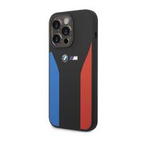 BMW Silicone Blue&Red Stripes M Collection - Etui iPhone 14 Pro (czarny)