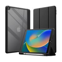 Crong PrimeFolio – Etui iPad 10.2” (2021-2019) z podstawką i schowkiem na Apple Pencil (czarny/przezroczysty)