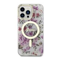 Guess Flower MagSafe - Etui iPhone 14 Pro (Przezroczysty)