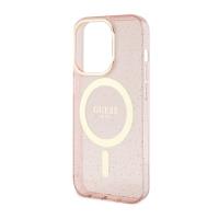 Guess Glitter Gold MagSafe - Etui iPhone 14 Pro (Różowy)