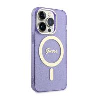 Guess Glitter Gold MagSafe - Etui iPhone 14 Pro (Purpurowy)