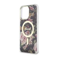 Guess Flower MagSafe - Etui iPhone 14 Pro Max (Czarny)