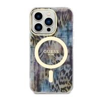 Guess Leopard MagSafe - Etui iPhone 14 Pro (Niebieski)