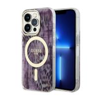 Guess Leopard MagSafe - Etui iPhone 14 Pro (Różowy)