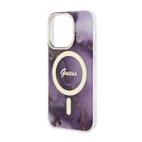 Guess Golden Marble MagSafe - Etui iPhone 14 Pro (Purpurowy)