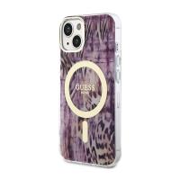 Guess Leopard MagSafe - Etui iPhone 14 (Różowy)