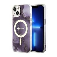 Guess Golden Marble MagSafe - Etui iPhone 14 (Purpurowy)