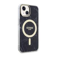 Guess Marble MagSafe - Etui iPhone 14 (Czarny)