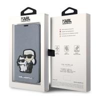 Karl Lagerfeld Booktype NFT Saffiano Karl & Choupette - Etui iPhone 14 Pro Max (Srebrny)
