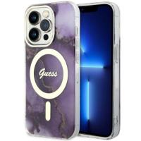 Guess Golden Marble MagSafe - Etui iPhone 14 Pro Max (Purpurowy)