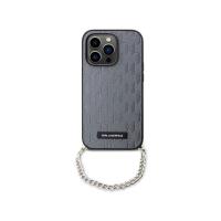 Karl Lagerfeld Saffiano Monogram Chain - Etui iPhone 14 Pro Max (Srebrny)