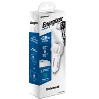 Energizer Ultimate - Ładowarka samochodowa USB-C & USB-A 38W PD + QC3.0 (Biały / Srebrny)