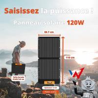 Wonder Ws120 - Panel słoneczny / Ładowarka solarna 120W z wyjściem USB-C PD 30W & USB-A QC 18W (Czarny)