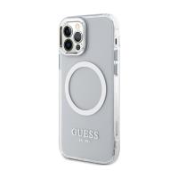 Guess Metal Outline MagSafe - Etui iPhone 12 / iPhone 12 Pro (przezroczysty / srebrny)