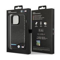 BMW Leather Carbon Blue Line - Etui iPhone 13 Pro Max (Czarny)