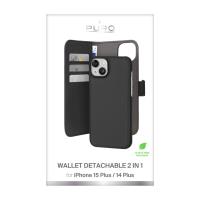 PURO Wallet Detachable - Etui 2w1 iPhone 15 Plus (czarny)