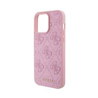 Guess Leather 4G Stamped - Etui iPhone 15 Pro (różowy)
