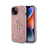 Guess Glitter Script Big 4G - Etui iPhone 15 (różowy)