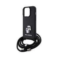 Karl Lagerfeld Crossbody Saffiano Metal Pin Karl & Choupette - Etui iPhone 15 Pro (czarny)