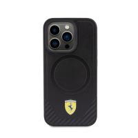 Ferrari Carbon Metal Logo MagSafe - Etui iPhone 15 Pro (czarny)