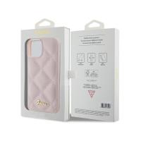 Guess Quilted Metal Logo - Etui iPhone 15 (różowy)