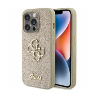 Guess Glitter Script Big 4G - Etui iPhone 15 Pro Max (złoty)