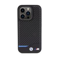 BMW Leather Carbon Blue Line - Etui iPhone 15 Pro (czarny)