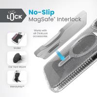 Speck Presidio Lux Grip ClickLock & MagSafe - Etui iPhone 15 Pro Max (Clear / Platinium Glitter / Chrome Finish / Serene Silver)