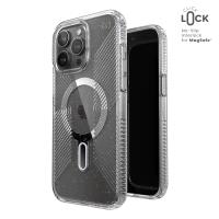 Speck Presidio Lux Grip ClickLock & MagSafe - Etui iPhone 15 Pro Max (Clear / Platinium Glitter / Chrome Finish / Serene Silver)