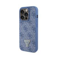 Guess Leather 4G Triangle Strass - Etui iPhone 15 Pro (niebieski)