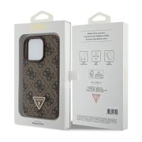 Guess Leather 4G Triangle Strass - Etui iPhone 15 Pro (brązowy)
