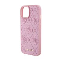 Guess Leather 4G Stamped - Etui iPhone 15 (różowy)
